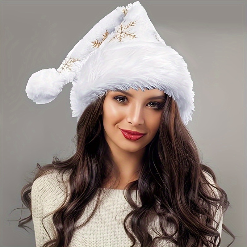 Santa Hat Plush - Klimatyzowany pokój, biały pluszowy kapelusz Świętego